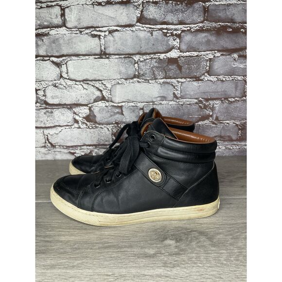 COACH Pembroke Nappa Black Leather Hi-Top Turnlock Sneakers Women 7.5B US FG1274 - Picture 3 of 16